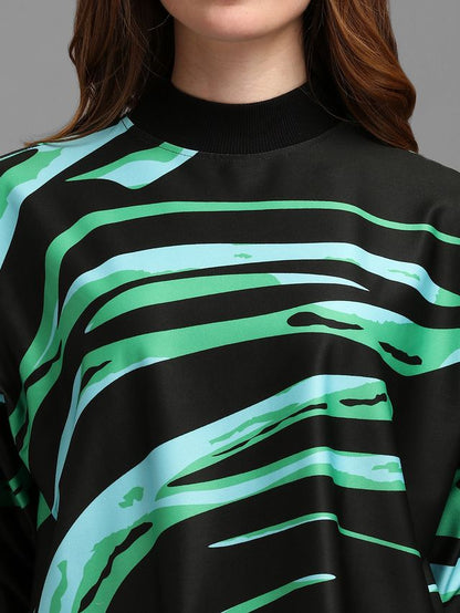 Women Black and Green Printed Co-ords