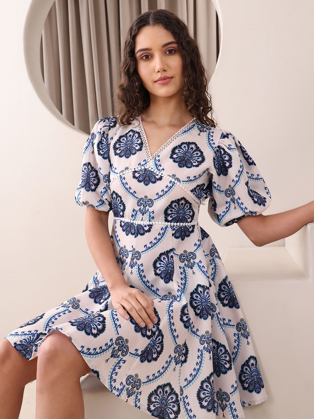 Obshivka  Printed Fit and Flare Dress