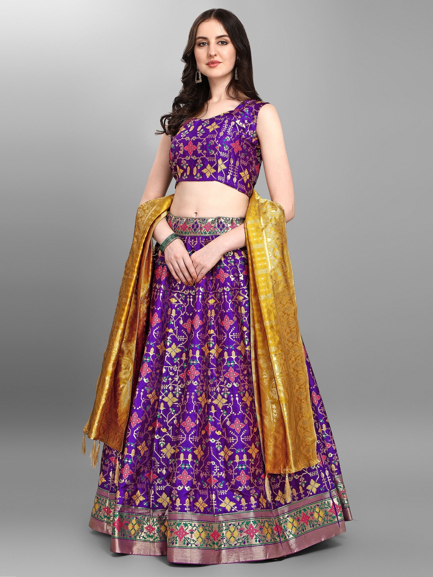 Women Purple Printed Lehenga