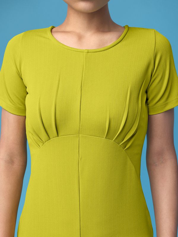 Ruched Bodycon Lemon Dress