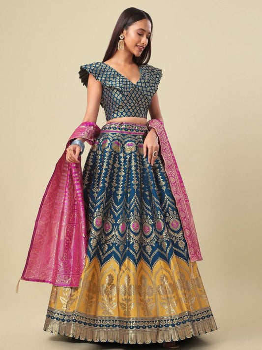 Women Rama Self Design Print Lehenga