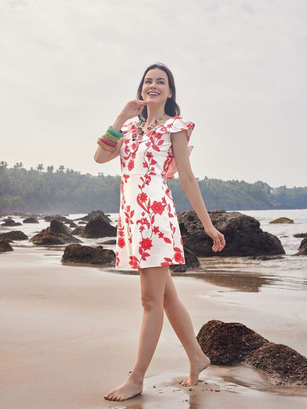 Red Sleeveless A-Line dress