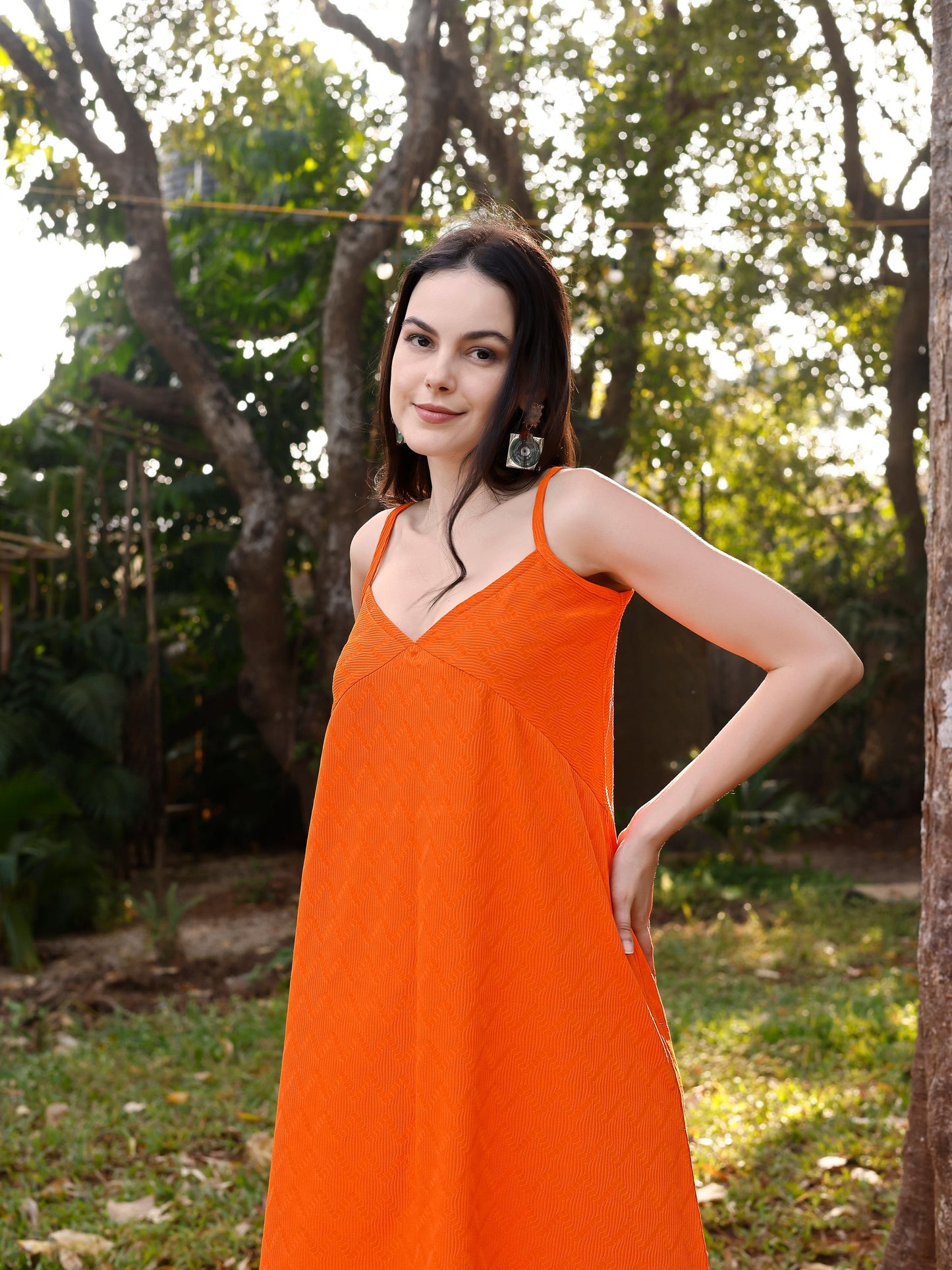 Bright Orange A-Line Dress