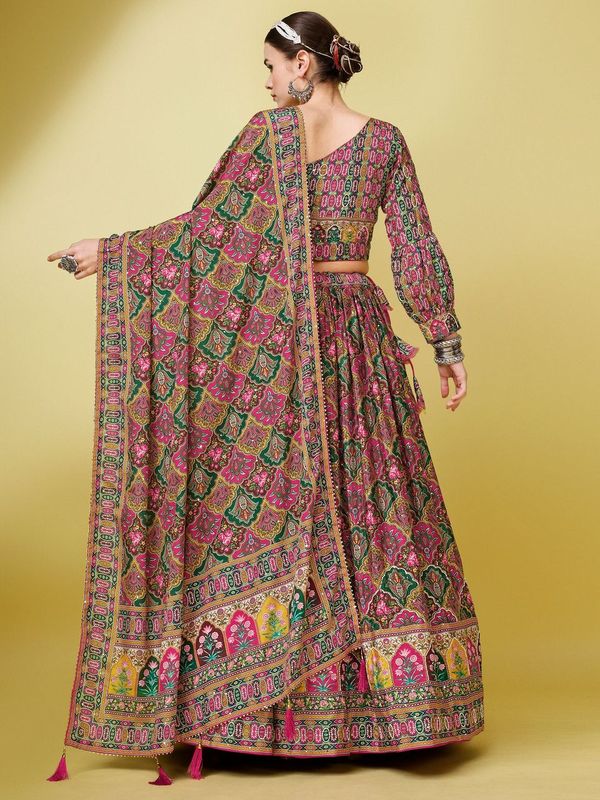 Women Multicolor Embellished Design Lehenga