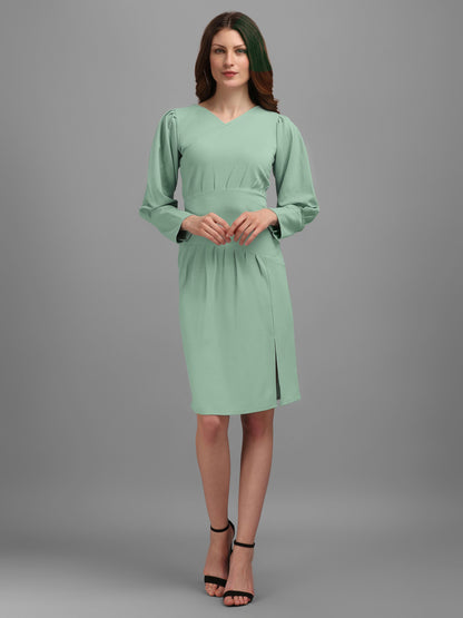 V-neck Sage Green Bodycon Dress