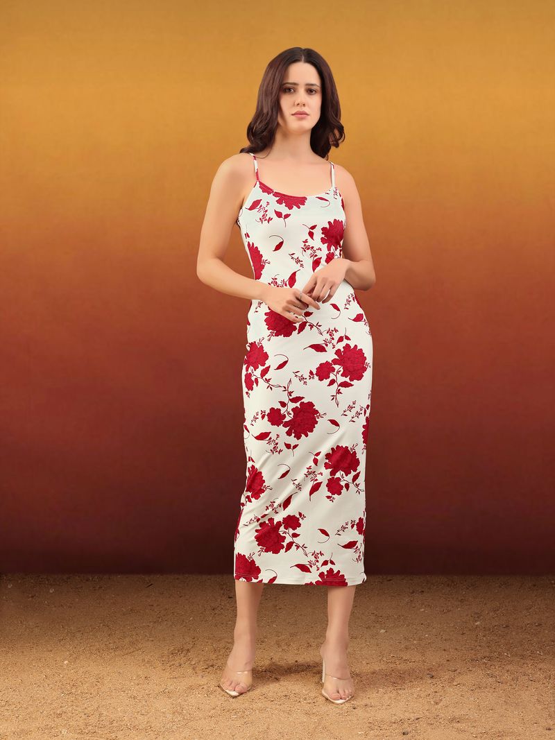 Women's Red Bodycon Maxi Sleeveless Dress
