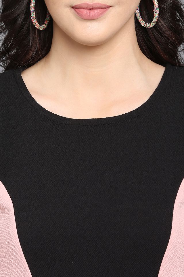 Women Peach & Black Bodycon dress