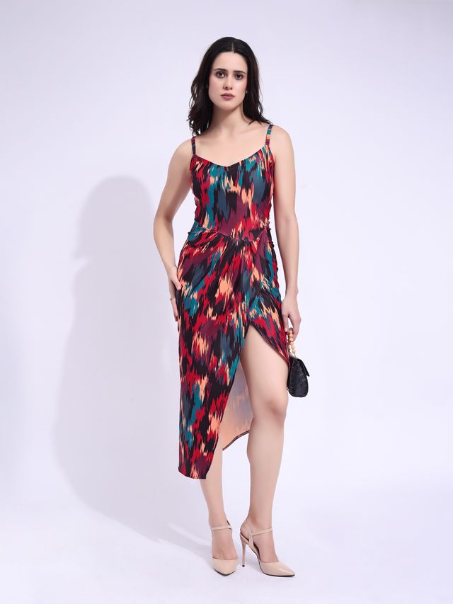 Women's Multi Printed Maxi  Sleeveless Dress
