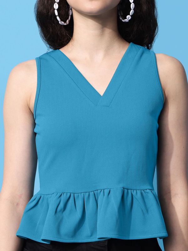 Women Blue Peplume Top