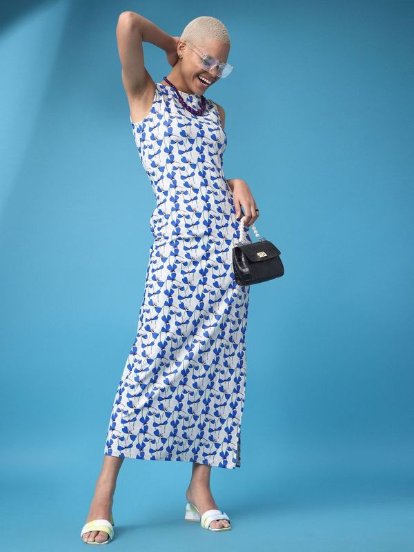 Women White Flower print Dress