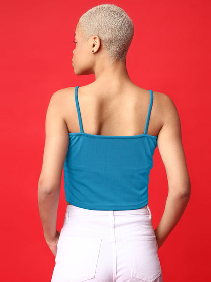 Blue Sweetheart Neck Scrappy Top