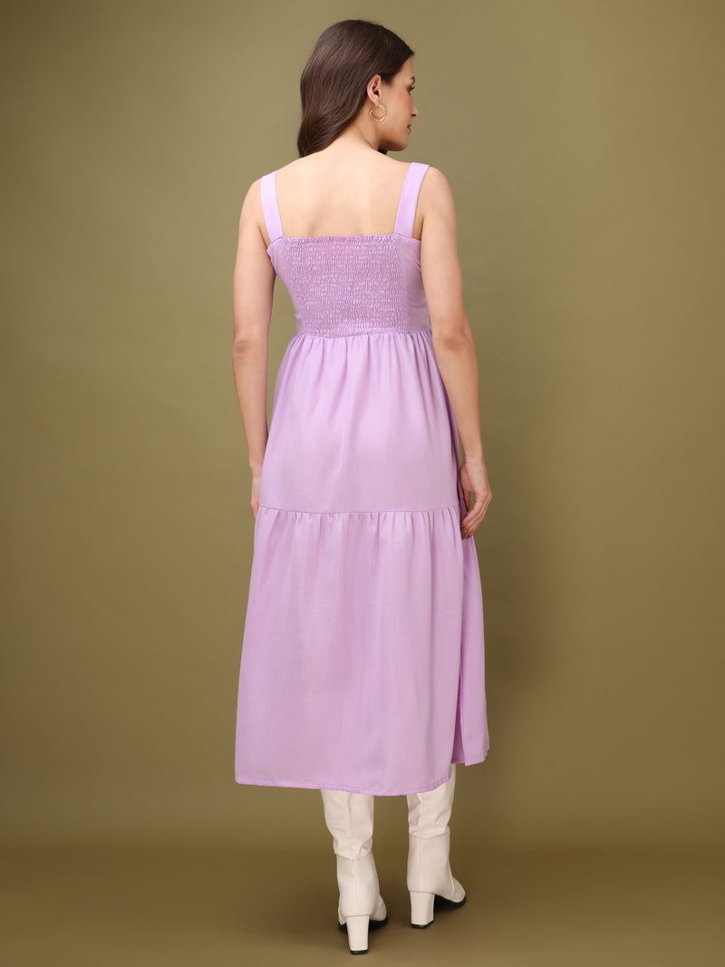 Midi Length Sleeveless Solid Dress