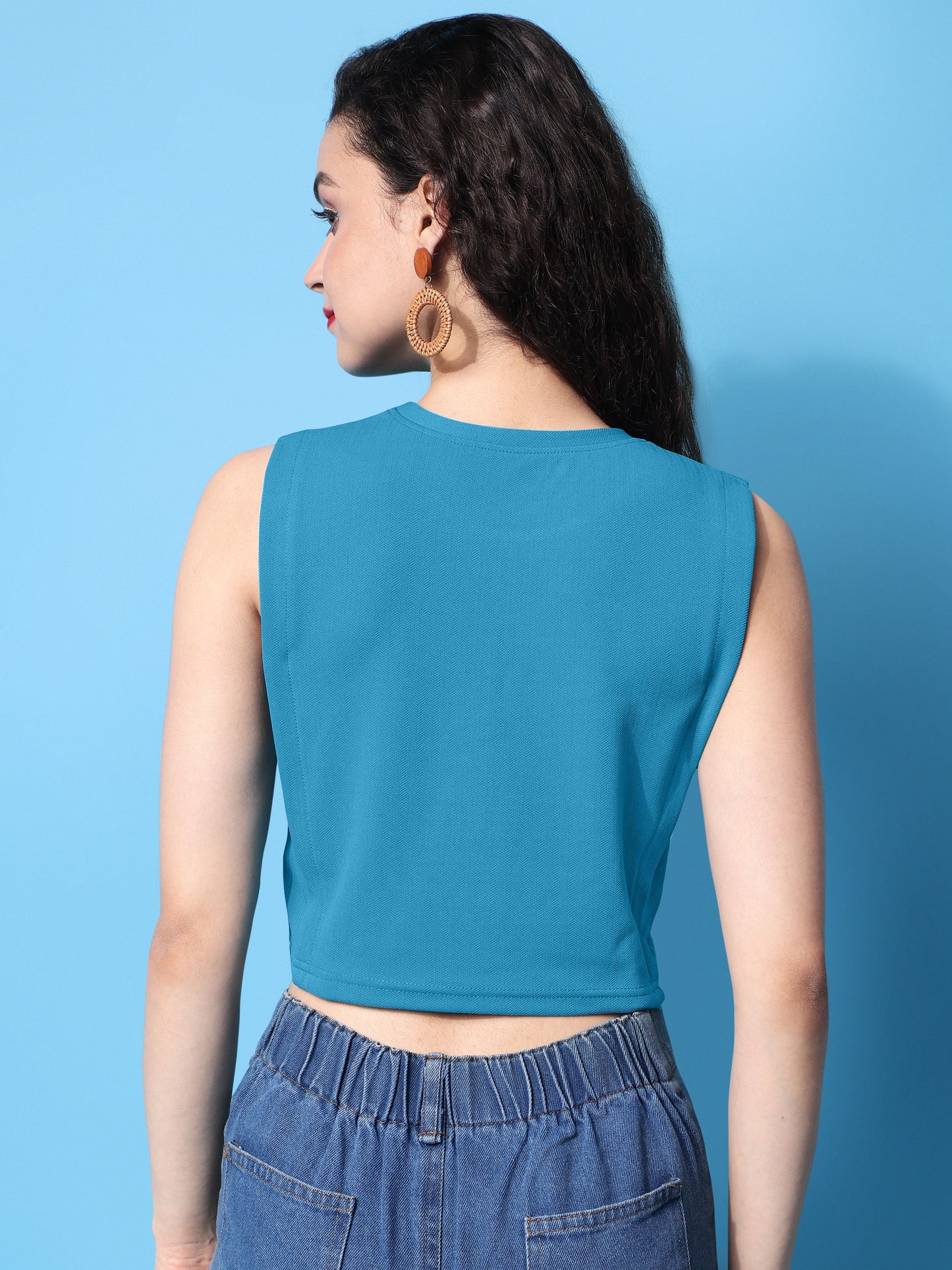 Women Blue Boxy Top