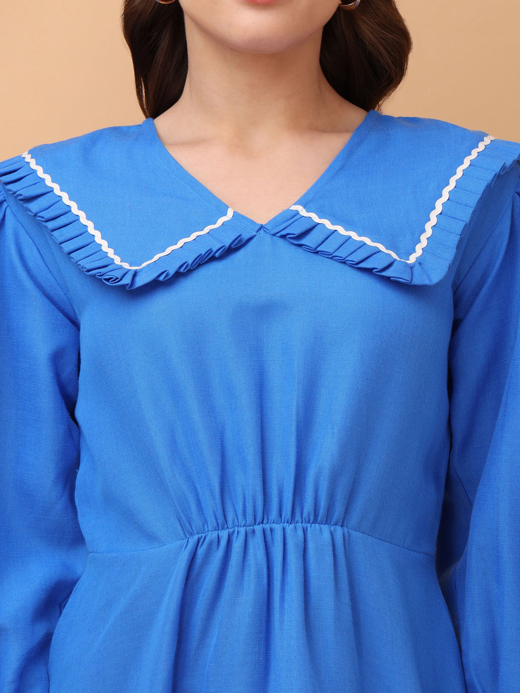 Women Multi Fit & Flare Solid Print Blue Dress