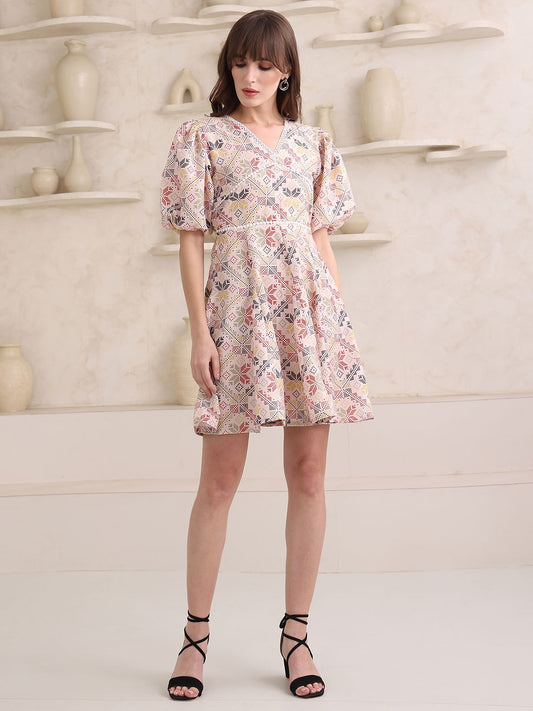 Obshivka  Printed Fit and Flare Dress