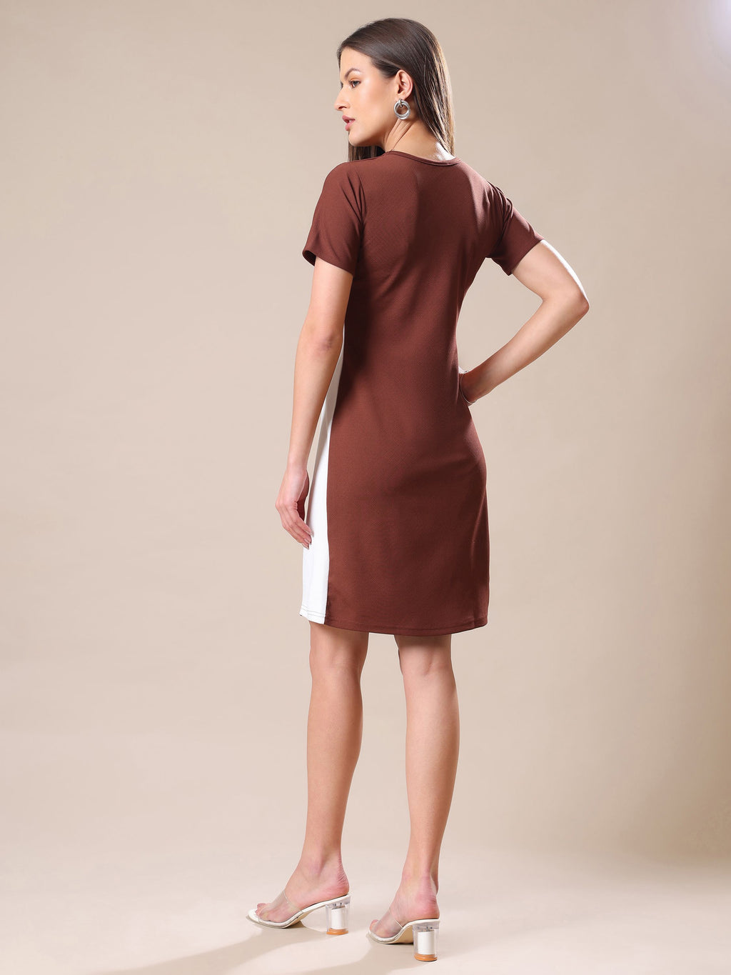 Women's Mini Length Bodycon Brown Dress