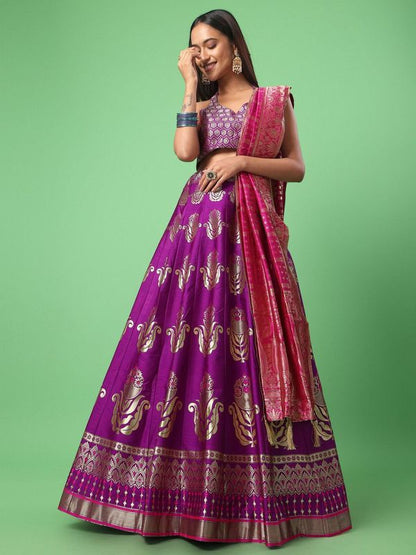 Classic Traditional Wear Wine Lehenga Choli