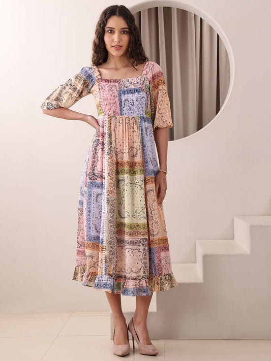 Obshivka  Printed Fit and Flare Dress