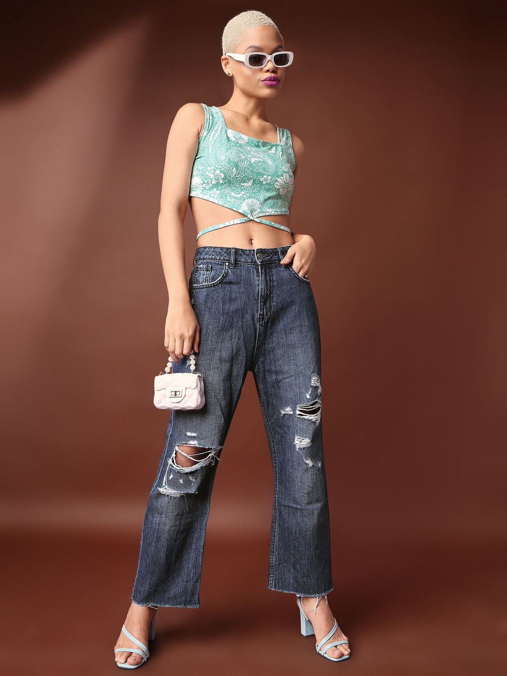 Tie-up Light Green Crop Top