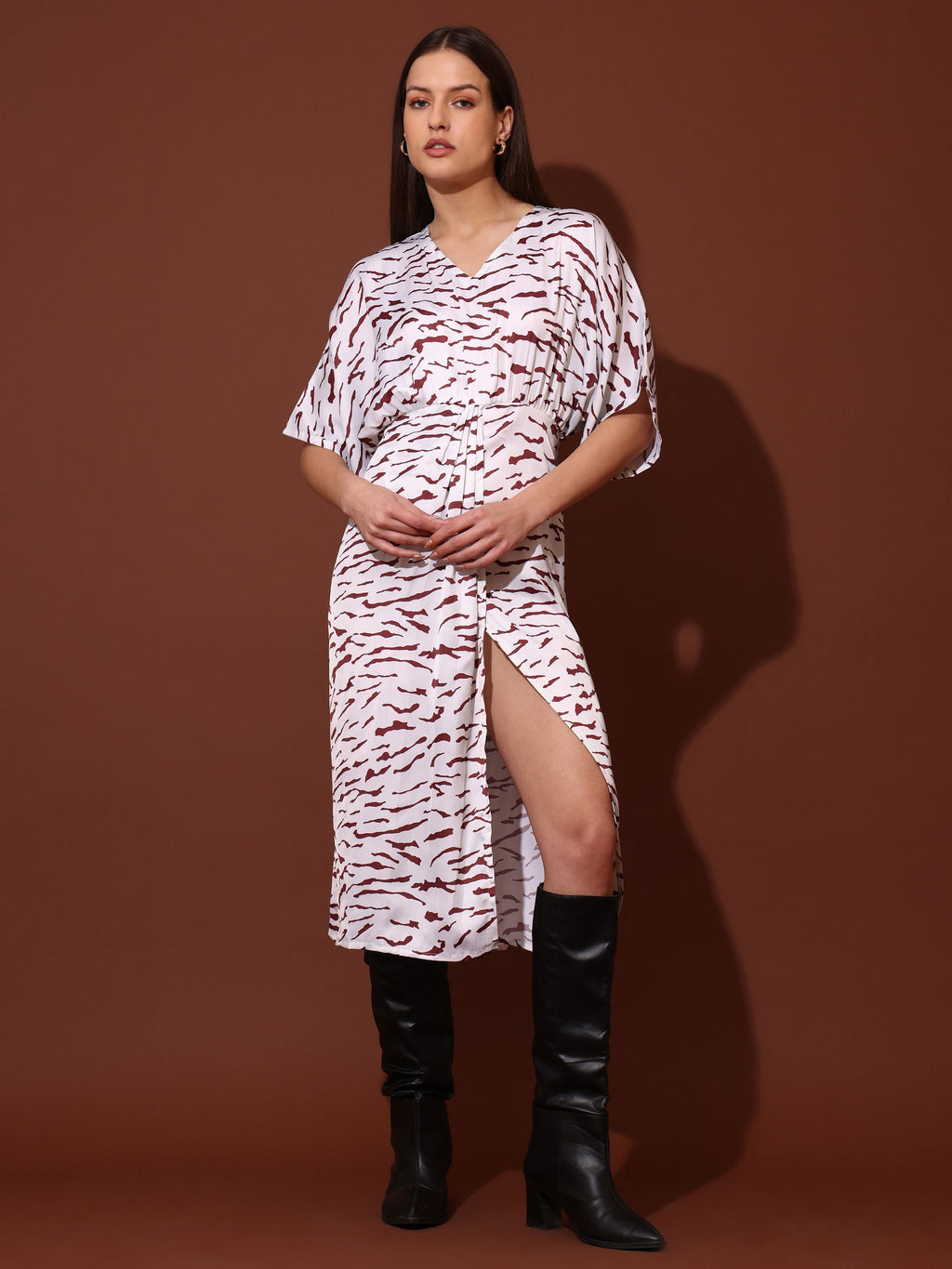 Women White Party Abstract Print Dress