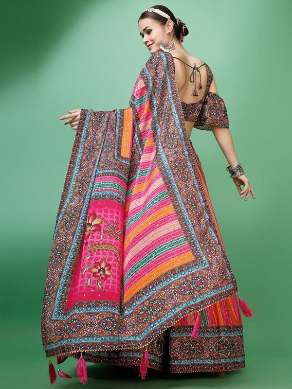 Women Multicolor Embellished  Lehenga