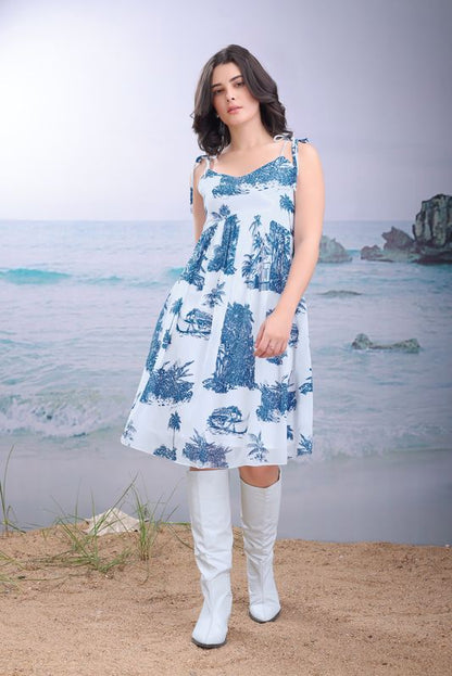 Women White Casual Knee Length Layered Dress