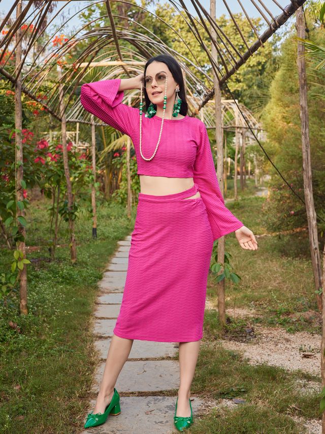 Women Pink Bodycon Co-ords