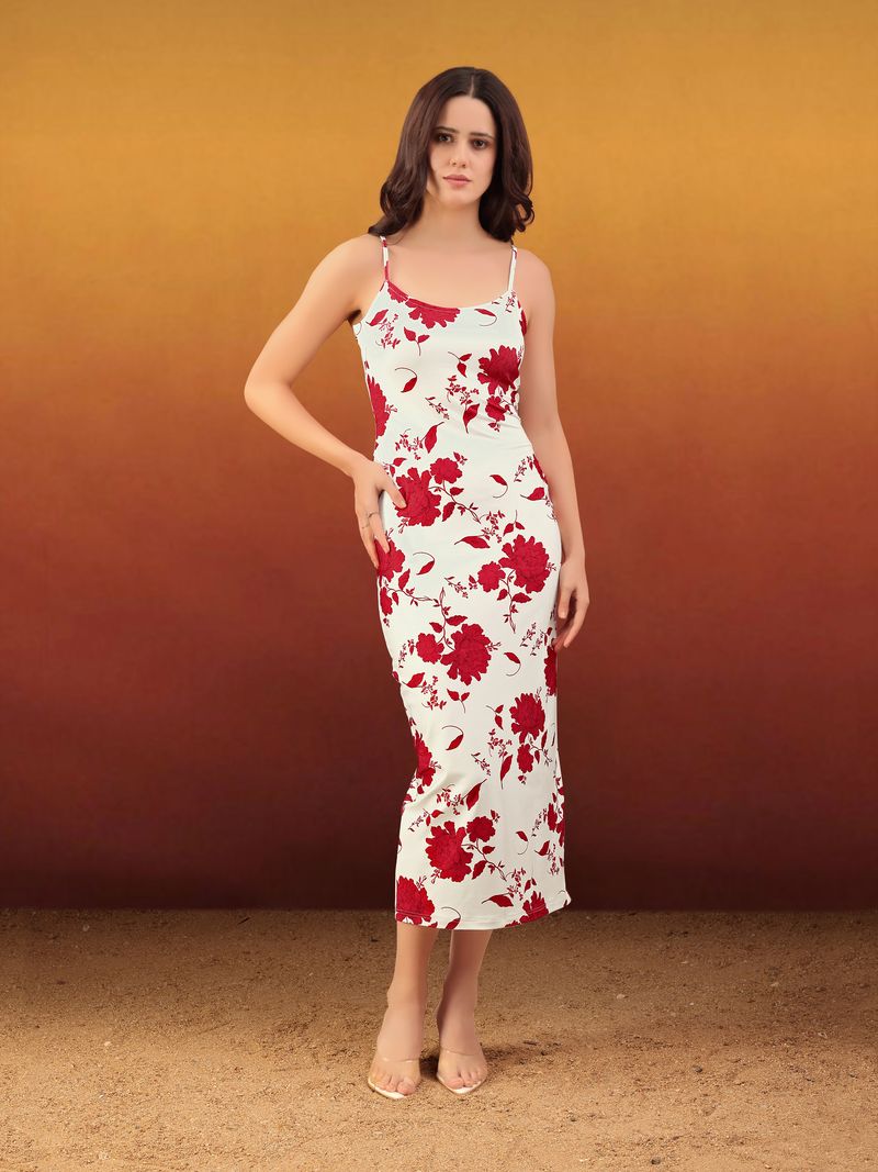 Women's Red Bodycon Maxi Sleeveless Dress