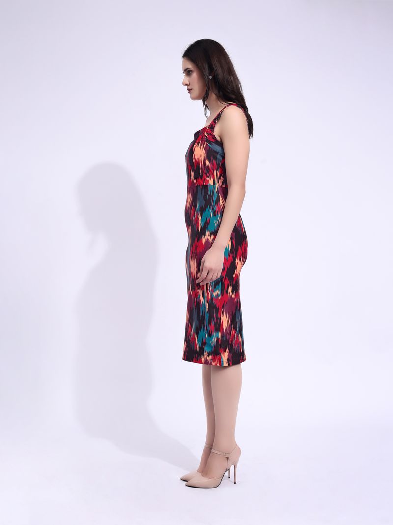 Women's Black Bodycon Midi Sleeveless Dress