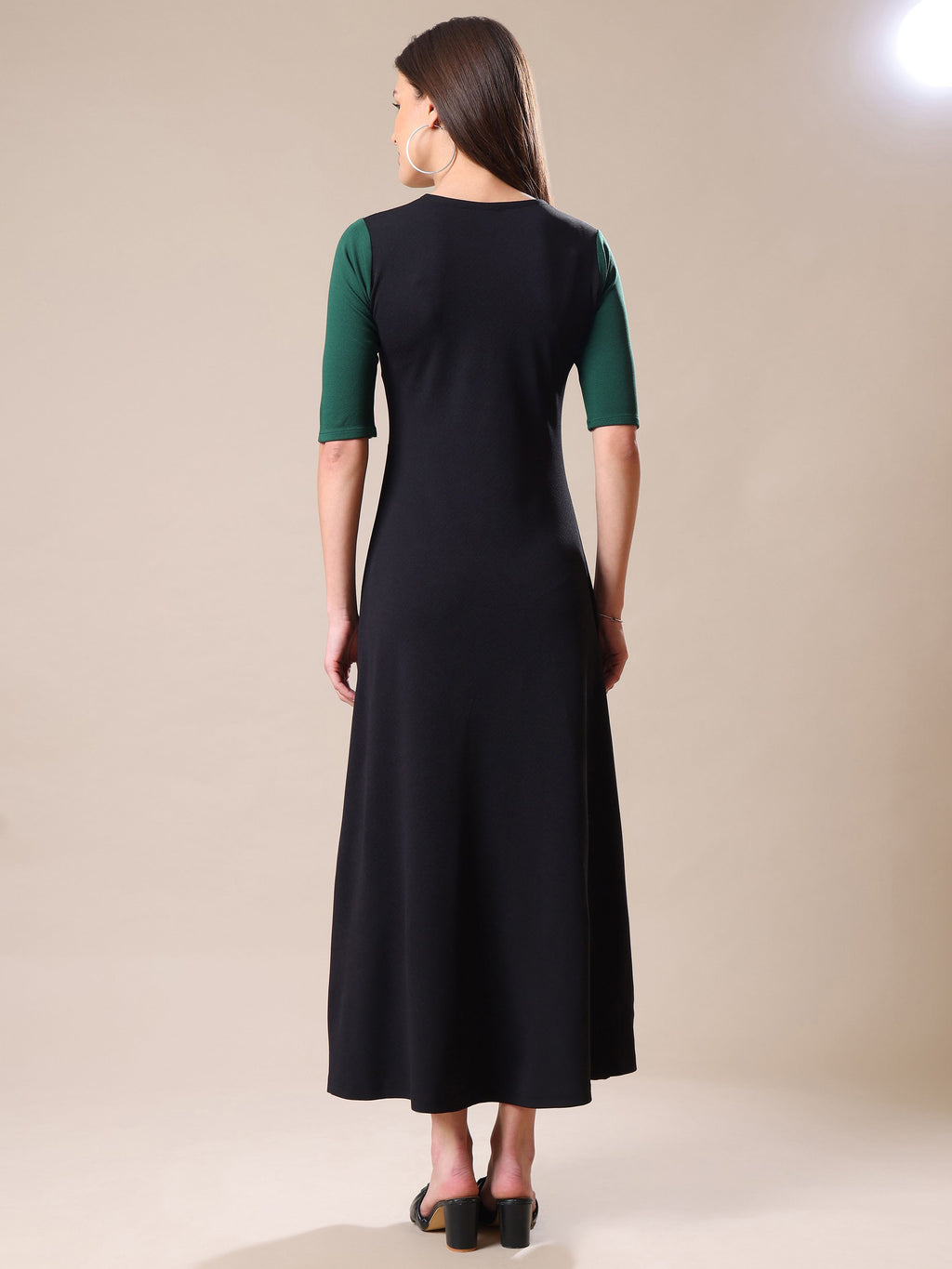 Women's V-neck Ankle Length Green Dress