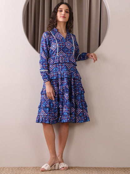 Obshivka  Printed Fit and Flare Dress