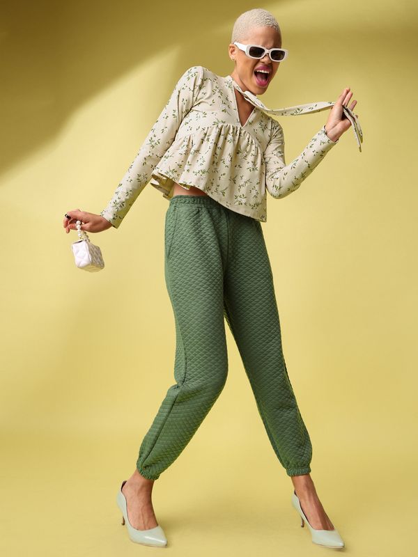 Dusty Tie-up Neck Peplum Top For Women