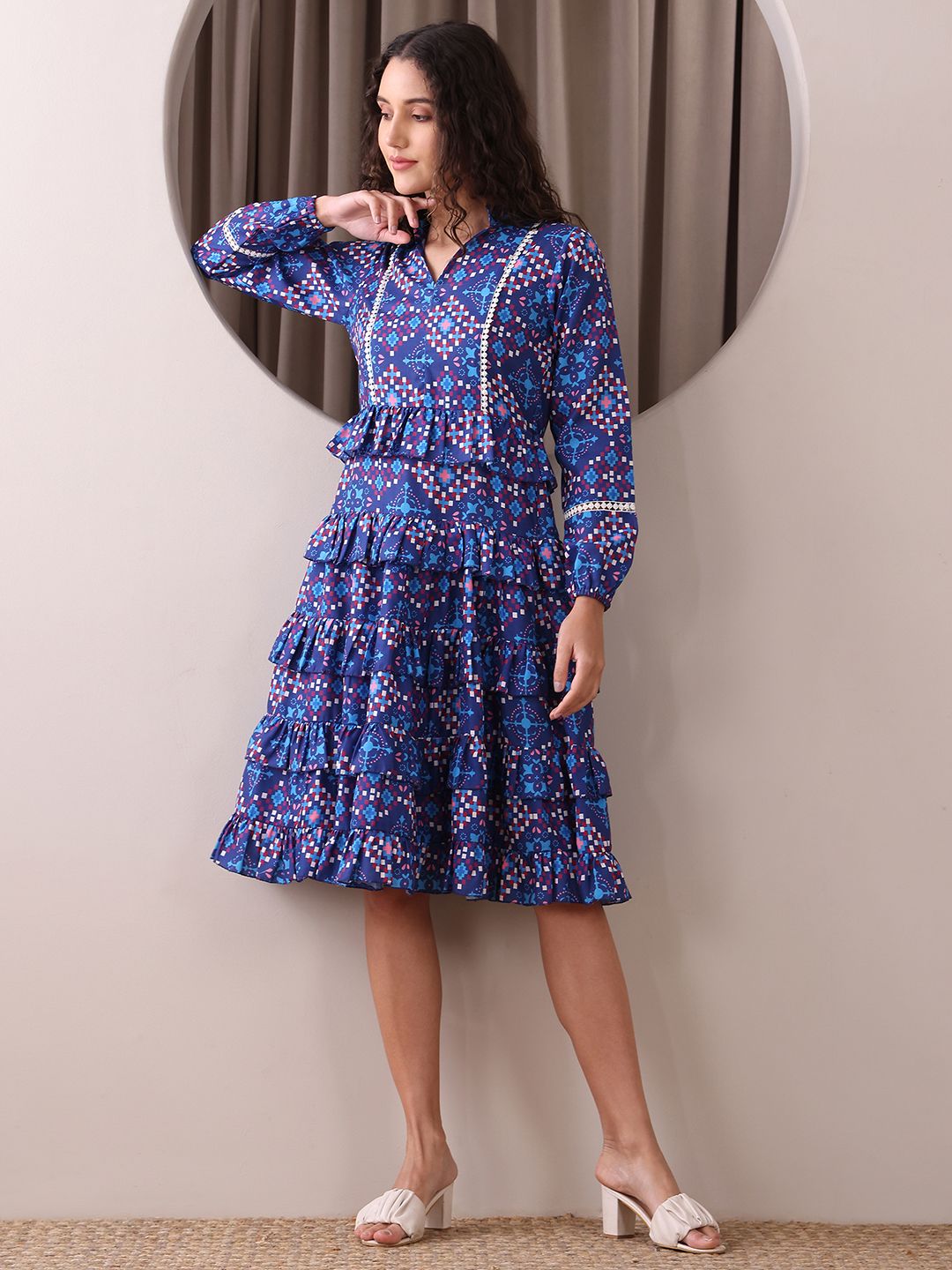 Obshivka  Printed Fit and Flare Dress