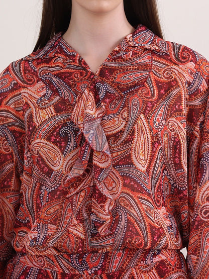 Obshivka   Maroon Printed Co-Ords