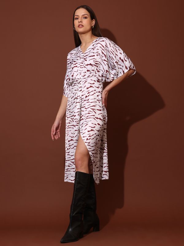 Women White Party Abstract Print Dress