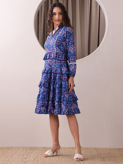 Obshivka  Printed Fit and Flare Dress