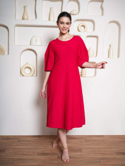 Women Textured A Line Flared Dress