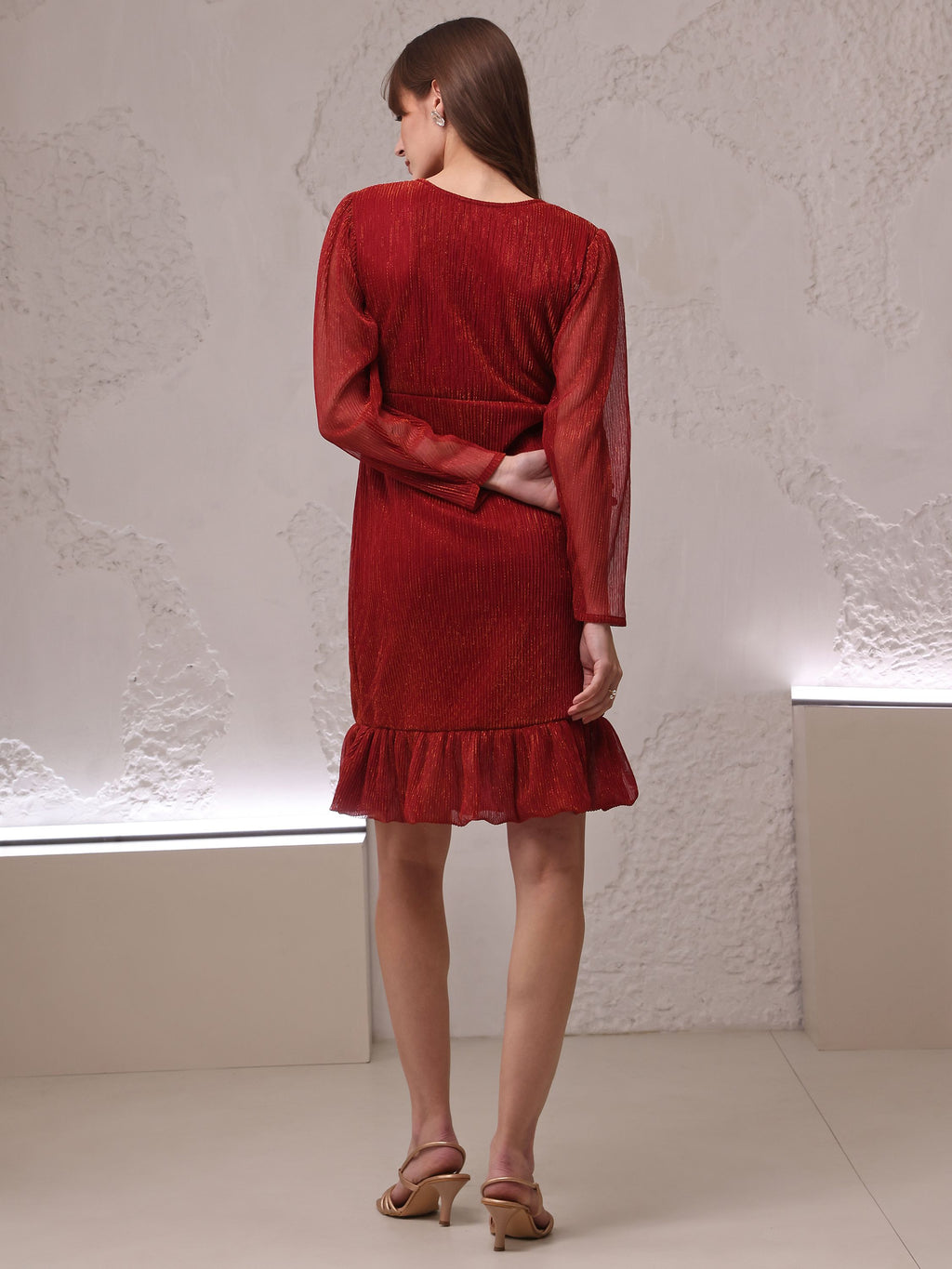 Women's Pink Fit & Flare Off Shoulder Dress