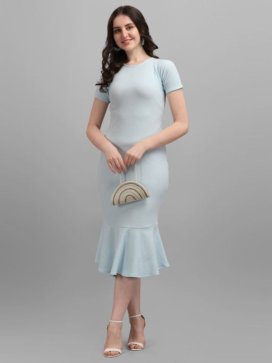 Women Sky Blue Bodycon dress