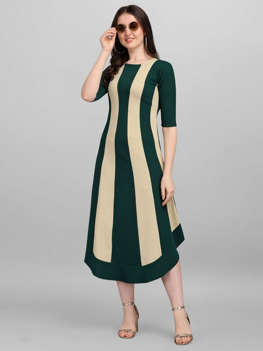 Women Light Olive & Green Fit & Flare dress