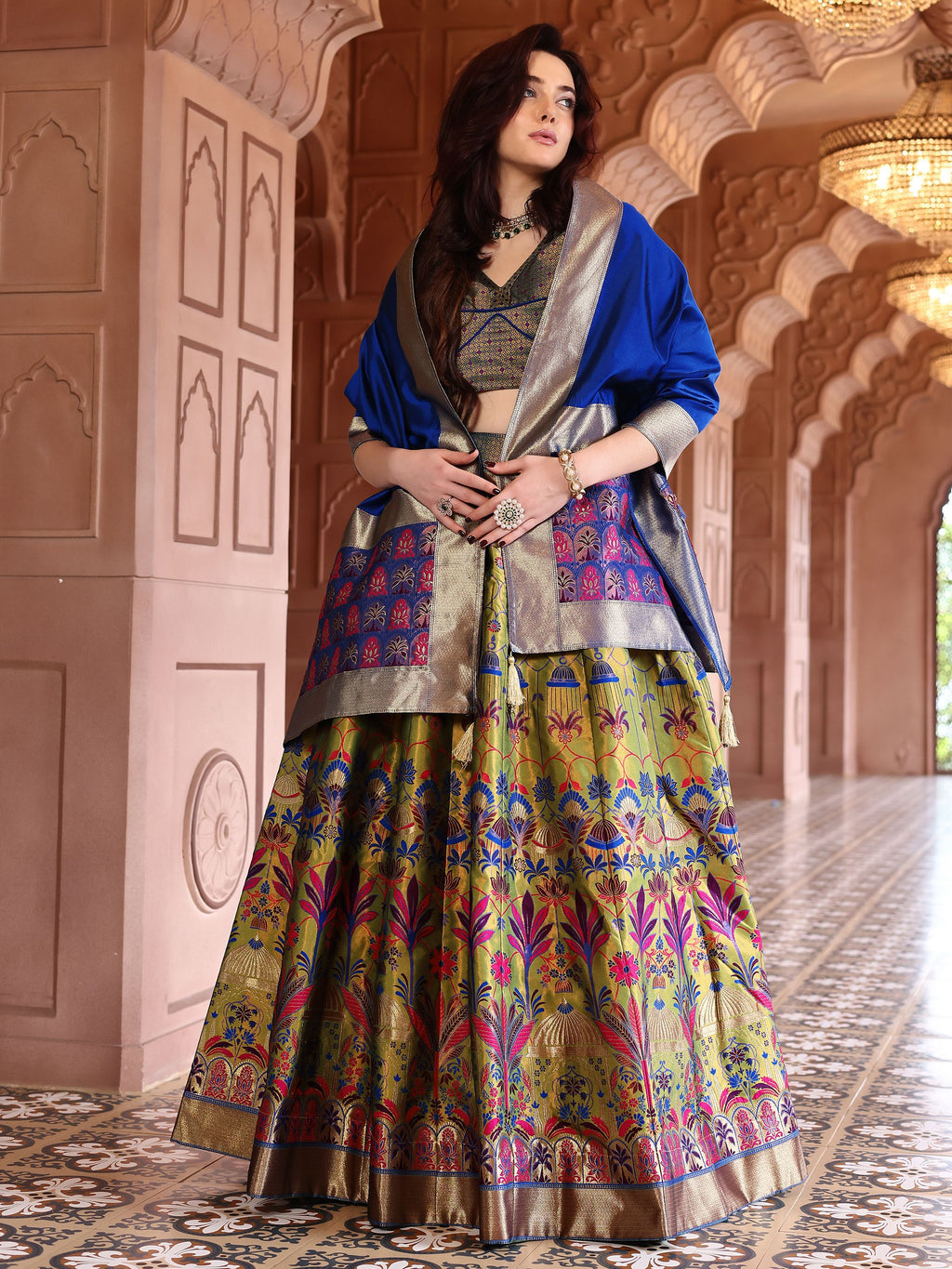 Woven With Zari Timeless Motifs Mehndi Lehenga Choli
