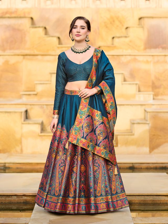 Jacquard Santoon Crape Lehengas