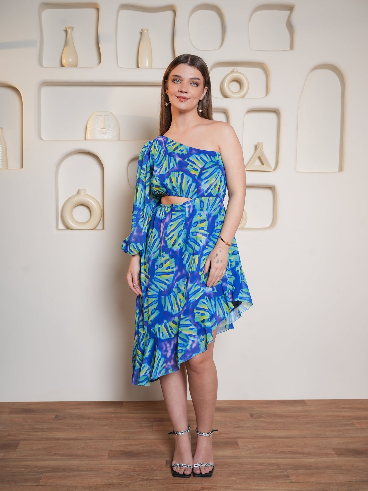 Women Blue Polyester Dress