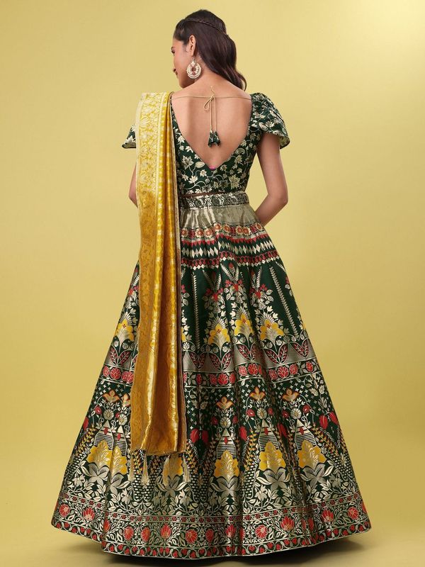 Women Green Embellished  Lehenga