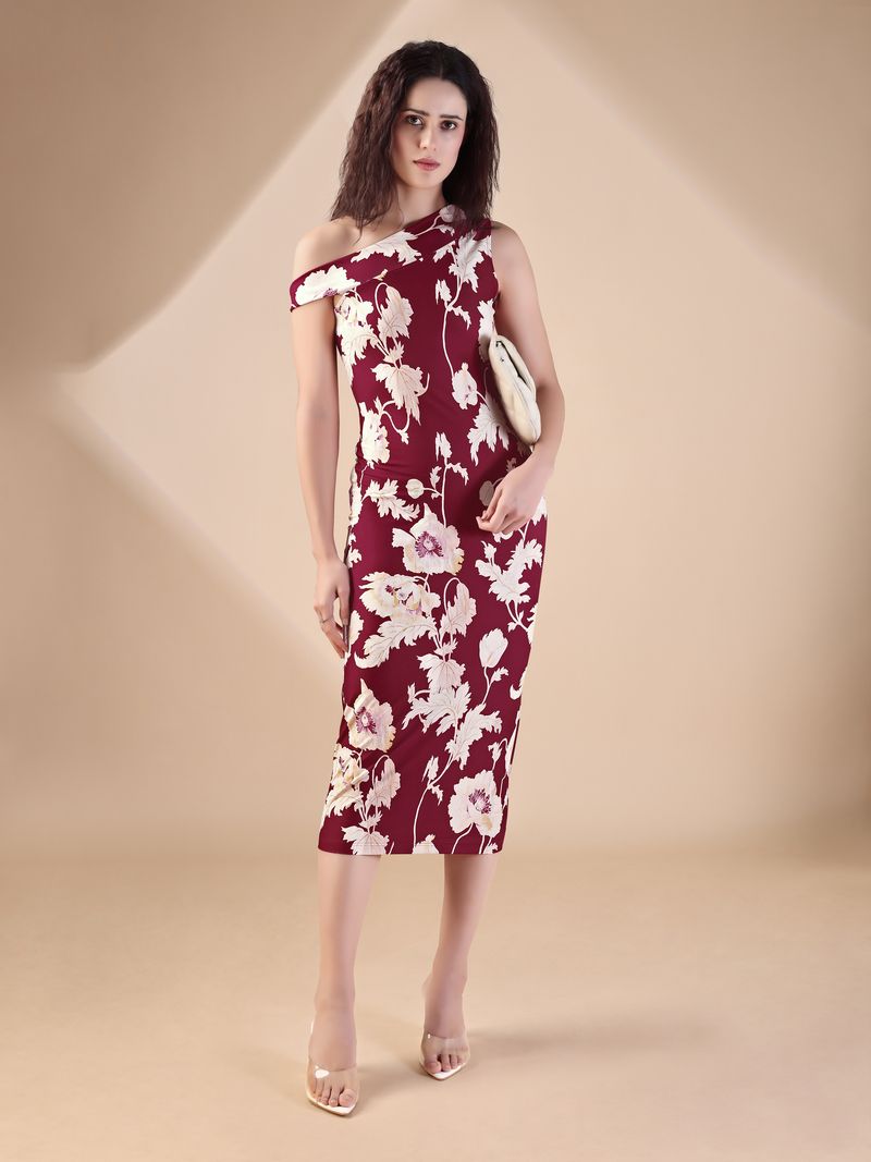 Women's Maroon Bodycon Maxi Sleeveless Dress