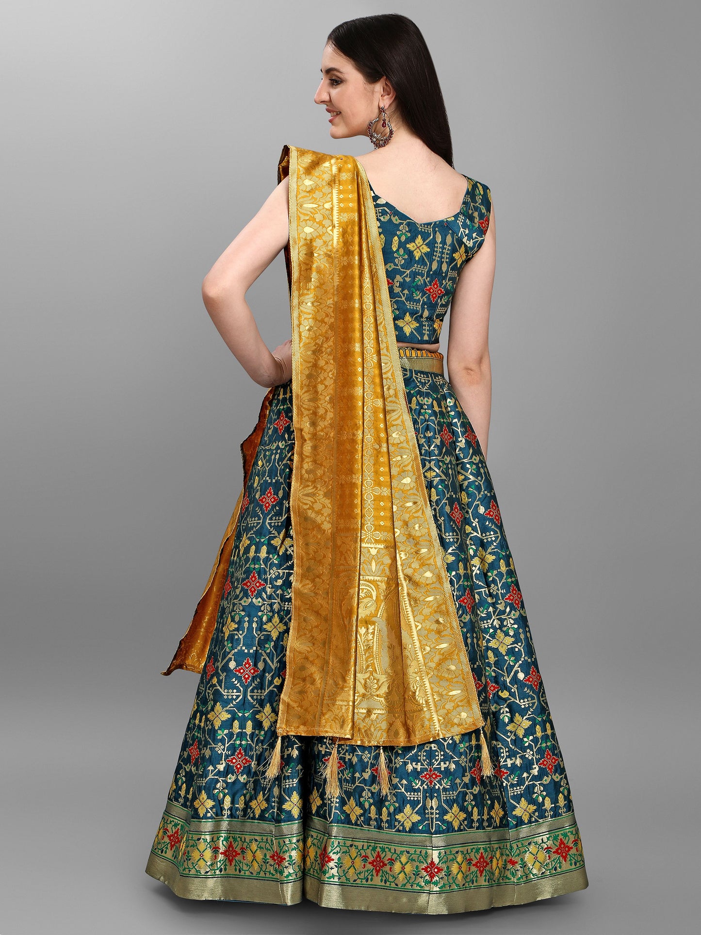 Women Rama Cotton Blend Lehenga