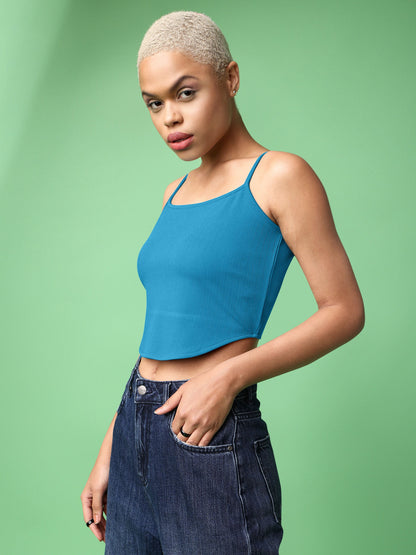 Women Blue Scrappy Top