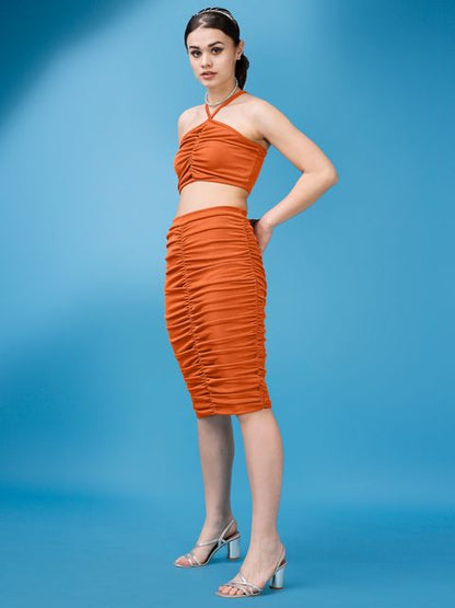 Women Carrot Bodycon Ruched Co-ords