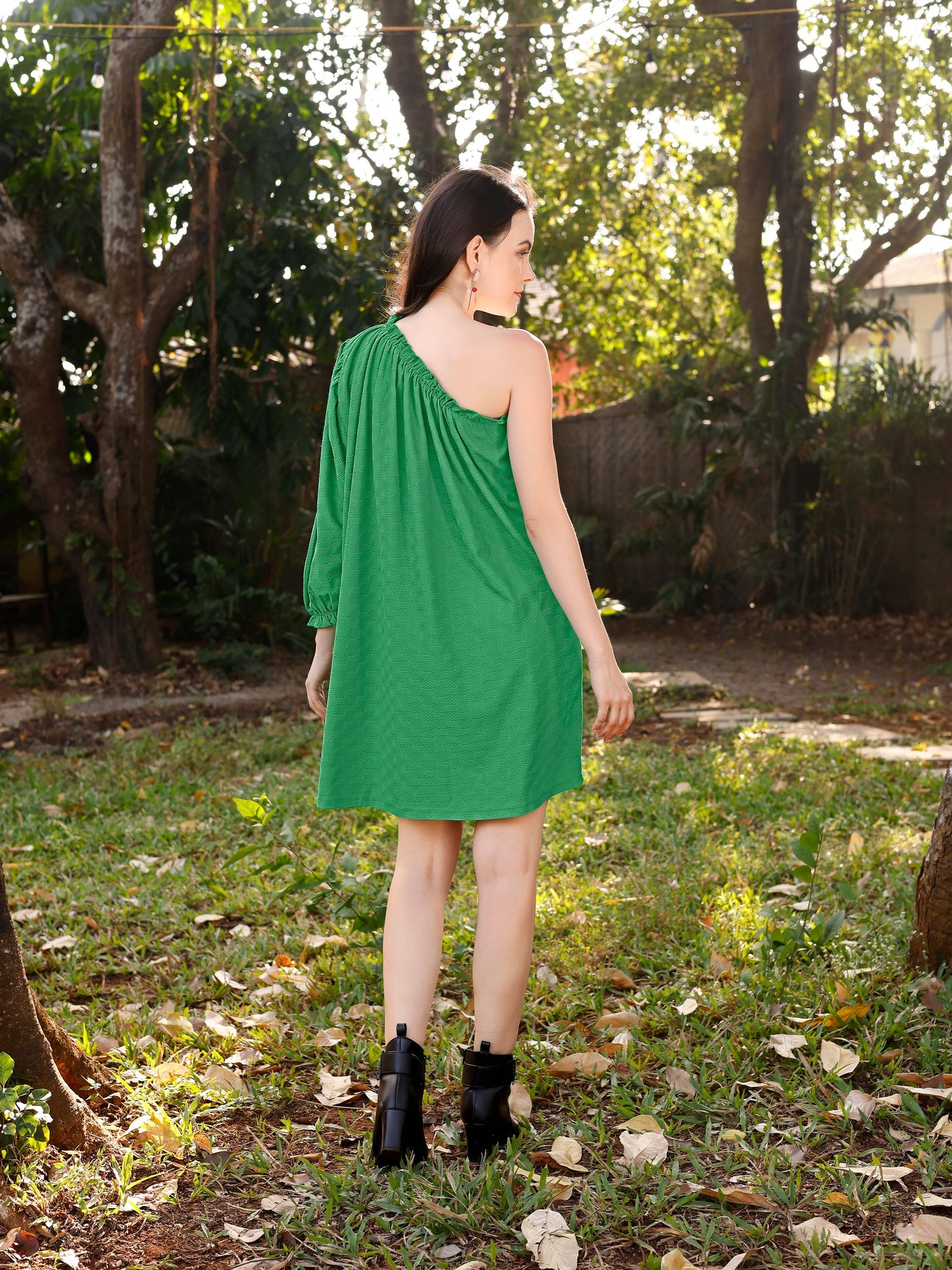 Oversized Green One Shoulder Dress