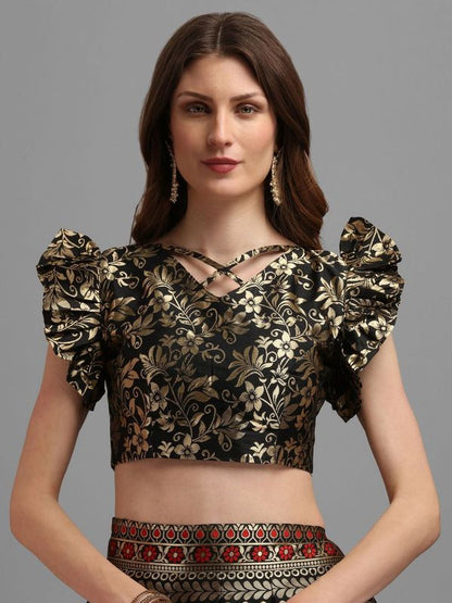 Women Black Self Design Lehenga